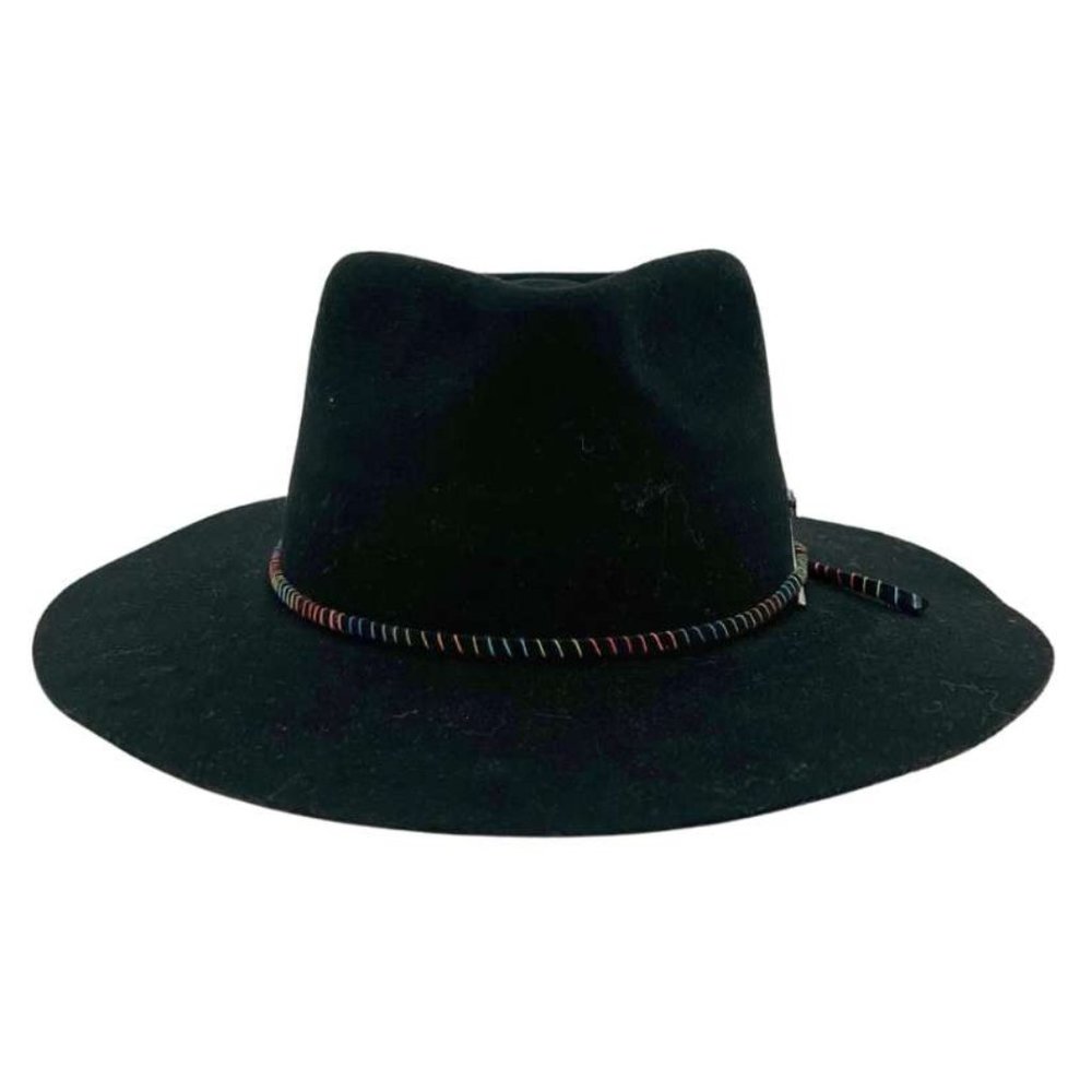 Free People | Women's Faith Feather Felt Hat | Wide Brim | Size M | Black **NEW